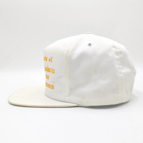 America is #1 Thanks to our Veterans Snapback Trucker Hat Army Military White - Picture 5 of 9